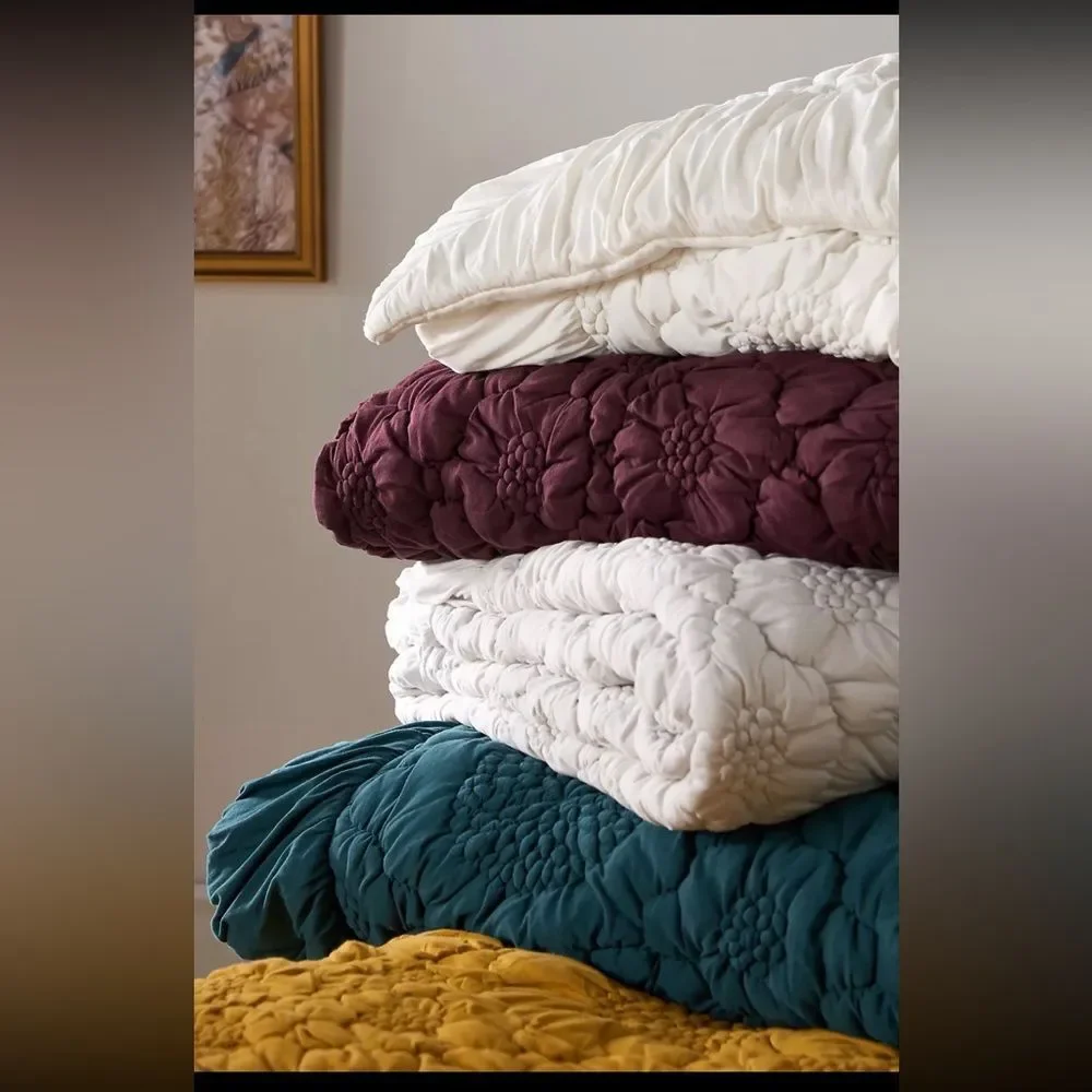 Anthropologie Dahlia Cotton Jersey Floral Quilt